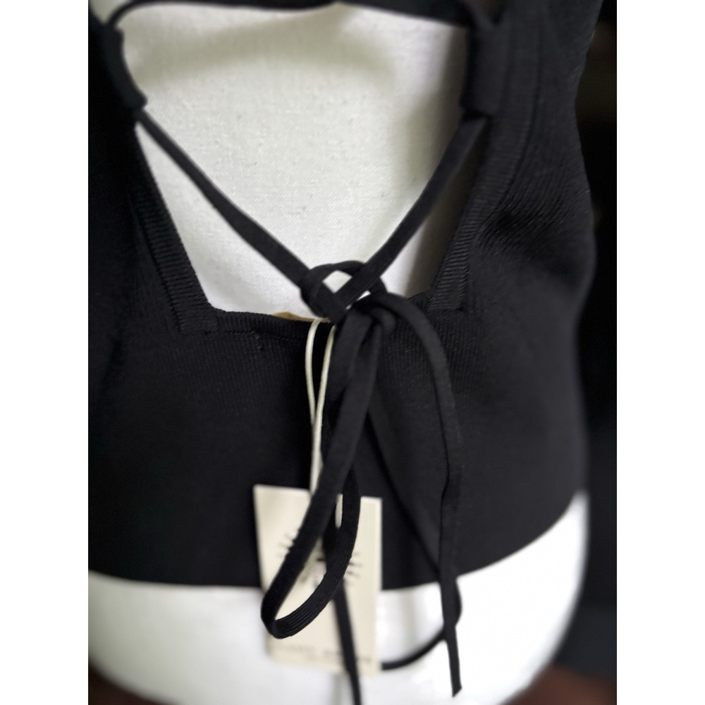 NWT Womens Ramy Brook Black Lucas Open Back‎ Lace-Up Knit Sweater Large - Picture 11 of 16